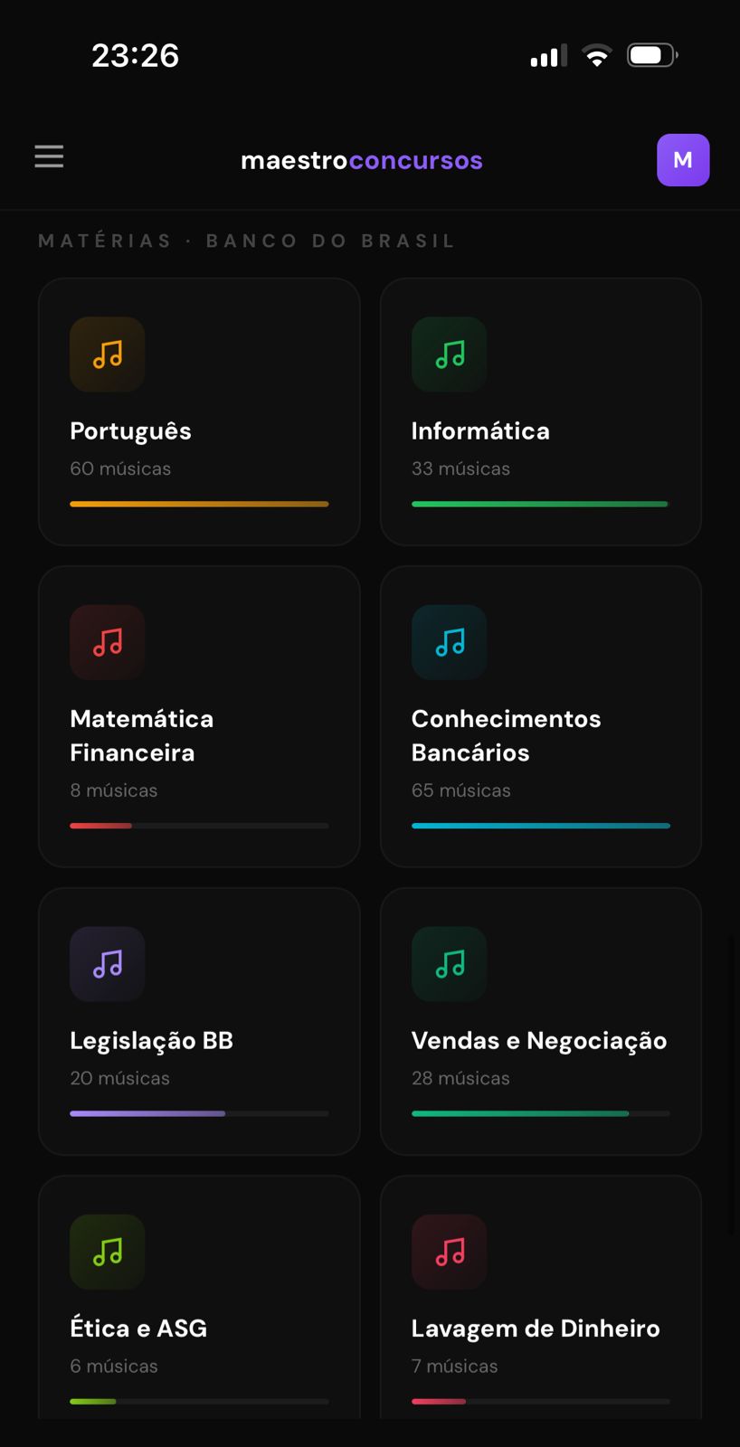 Matéria por matéria
