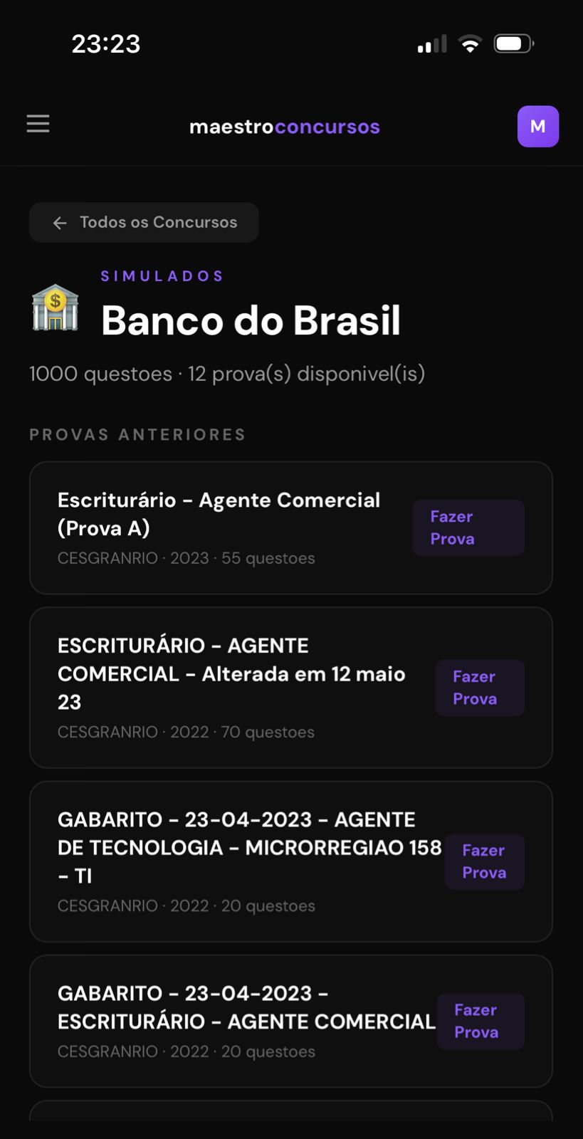 Provas anteriores reais